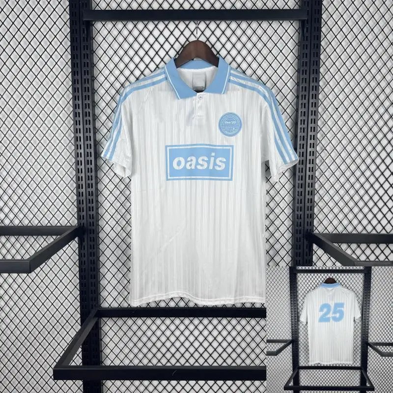 Design Oasis x Football Club Inspired Polo Black / White Stripe Jersey Tops Polo - 8