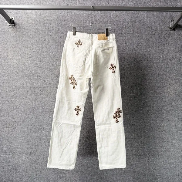 Chrome Hearts Cross-Embroidered White Straight-Leg Jeans - 30