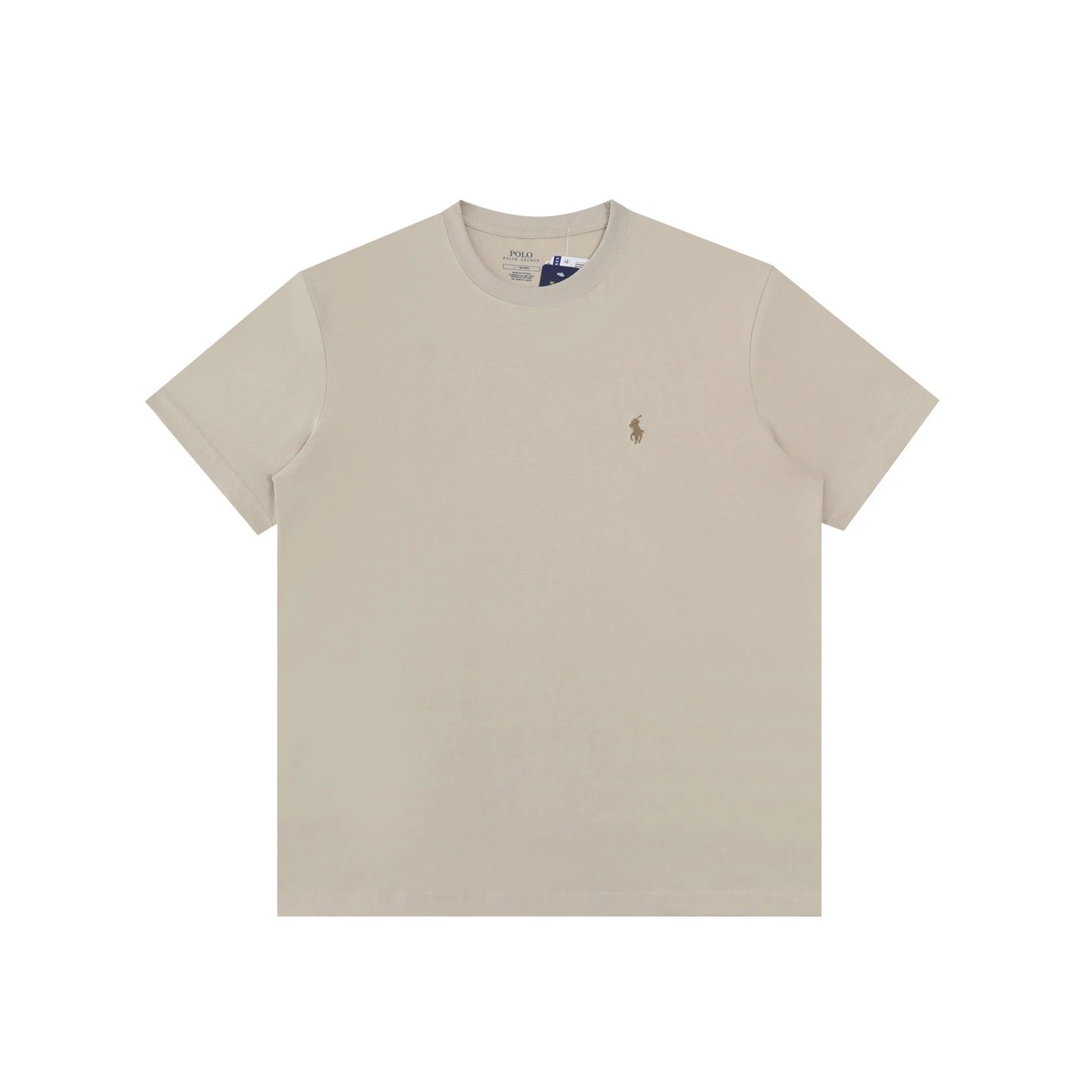 Polo Ralph Lauren T-Shirts Crew Neck T-Shirt with Embroidered Pony Logo — Oat color