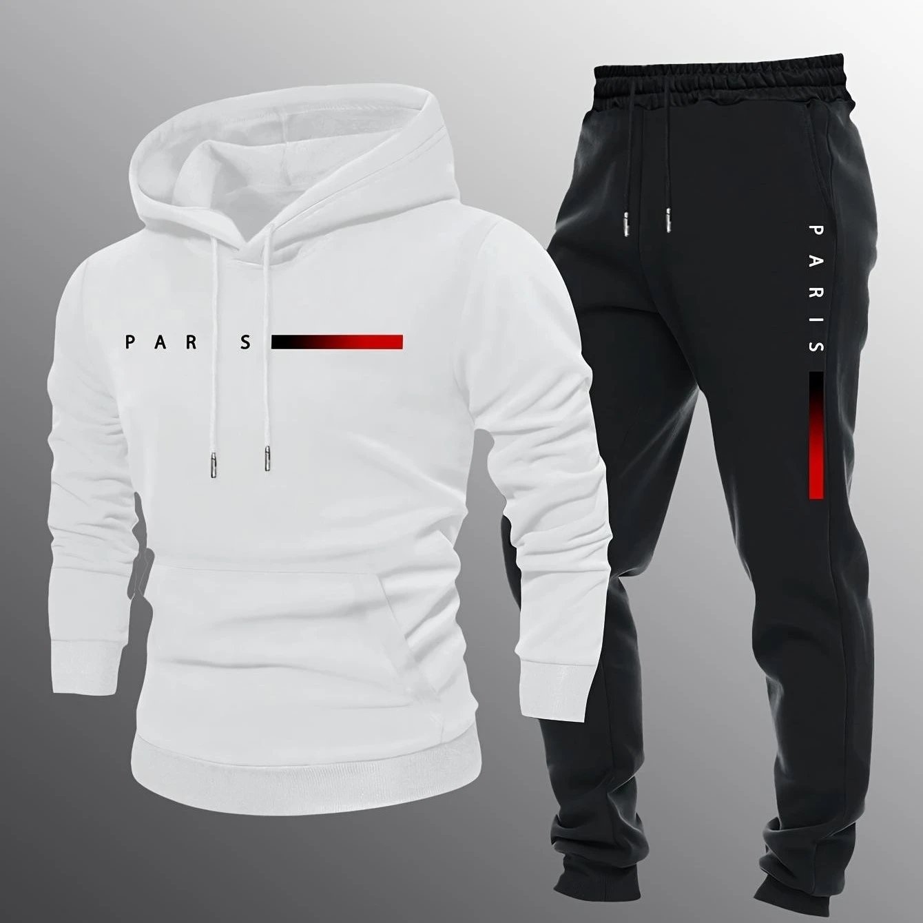 Unbranded Matching Sets Hooded Paris Graphic Sweatshirt and Jogger Set image 3