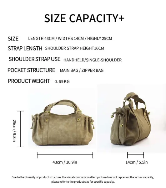 Design Brown Leather Hobo Bag with Gold Buckles - 3