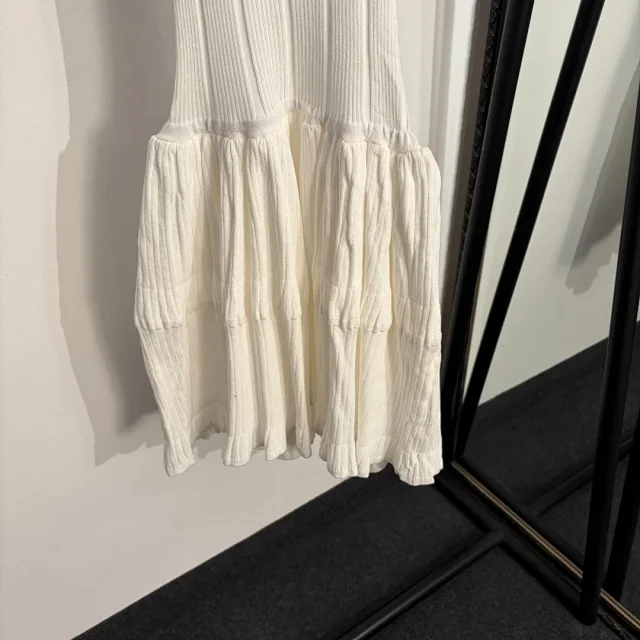 Miu Dresses Ribbed Knit Halter Backless Tiered Dress product detail image 5