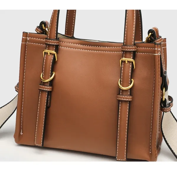 Design Mini Structured Top-Handle Bag Black with Beige Strap Handbags - 8