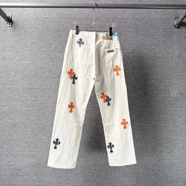 Chrome Hearts Cross-Embroidered White Straight-Leg Jeans - 15