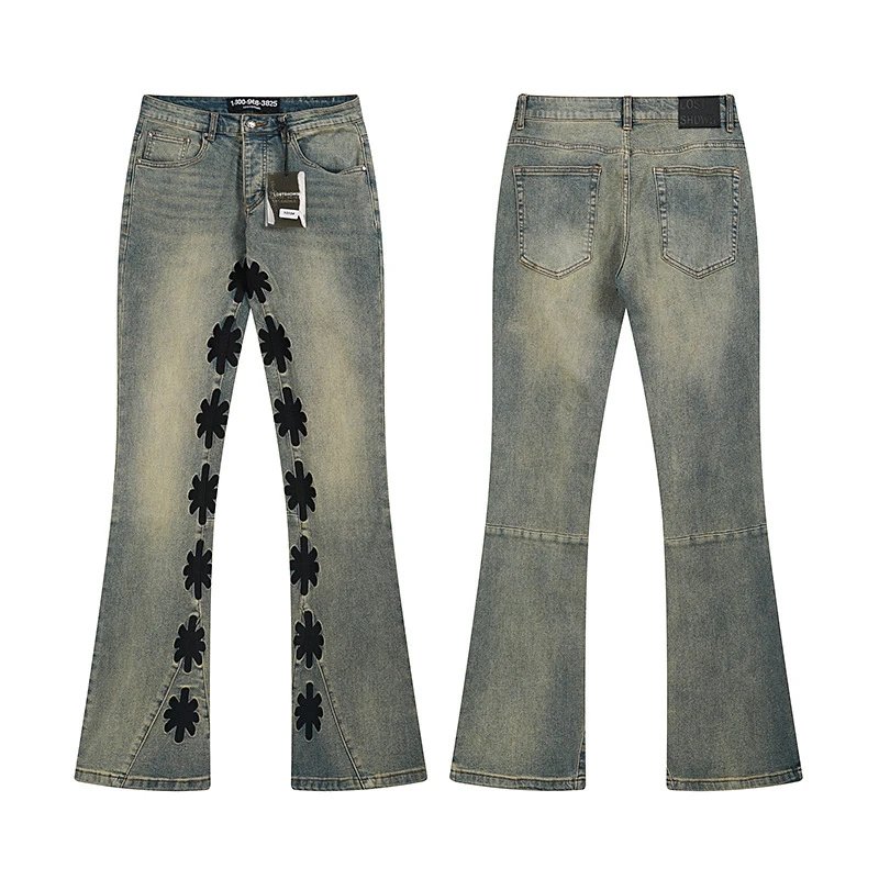 Unbranded Jeans Flared with floral appliqué — LS1010