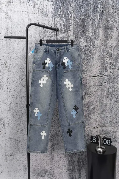 Chrome Hearts Cross Patch Distressed Denim Jeans - 44