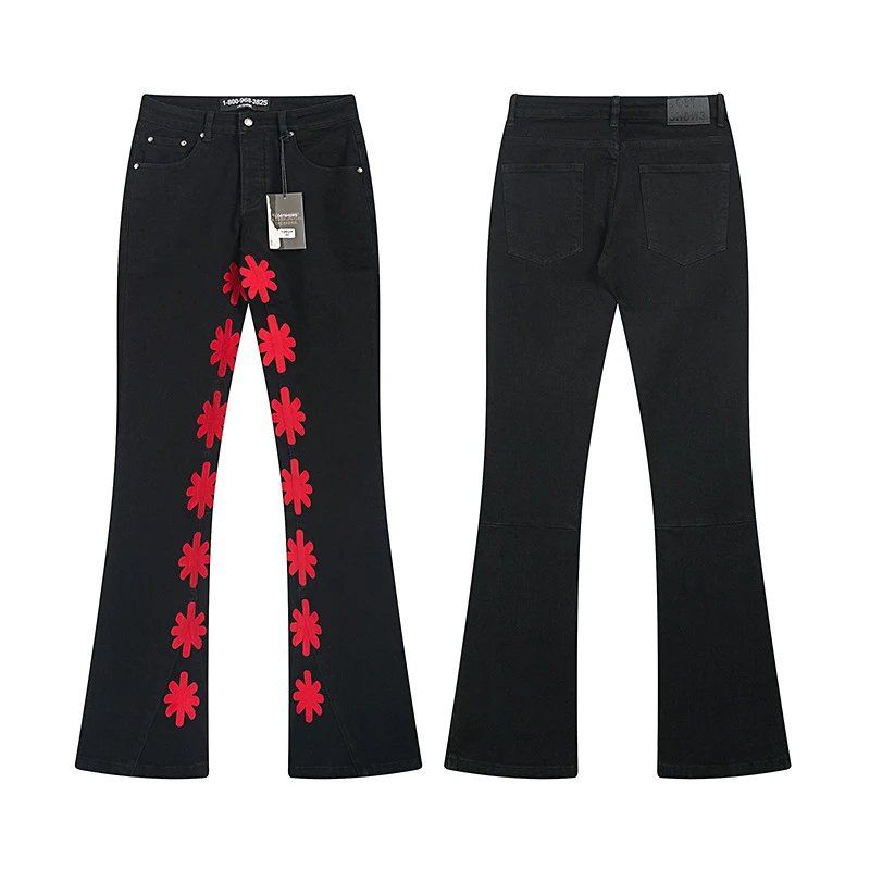 Unbranded Jeans Flared with floral appliqué — LS1002