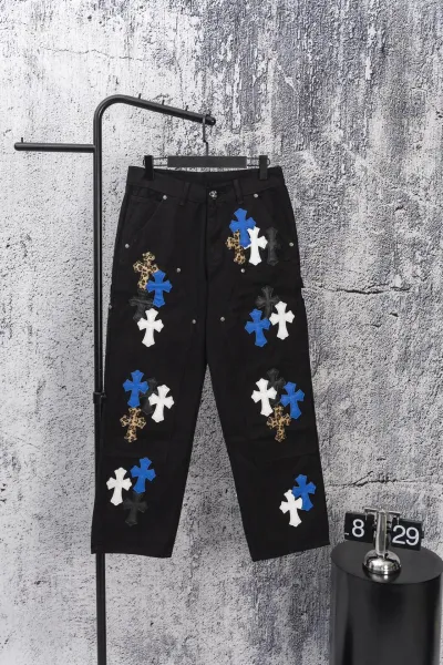Chrome Hearts Cross Patch Distressed Denim Jeans - 12