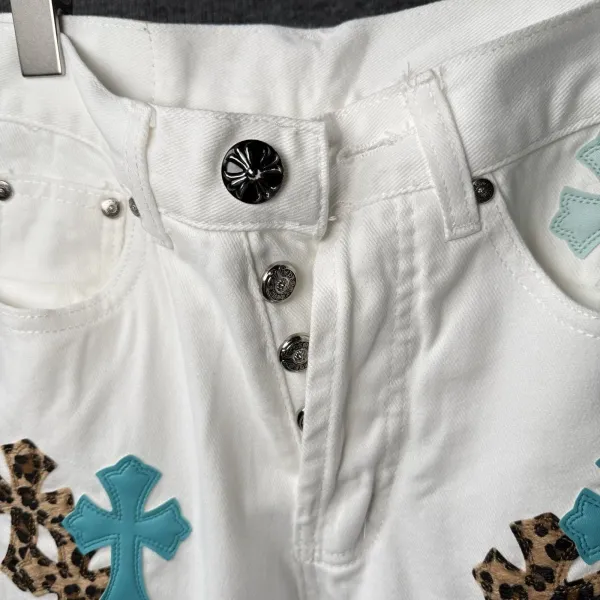 Chrome Hearts Cross-Embroidered White Straight-Leg Jeans - 25