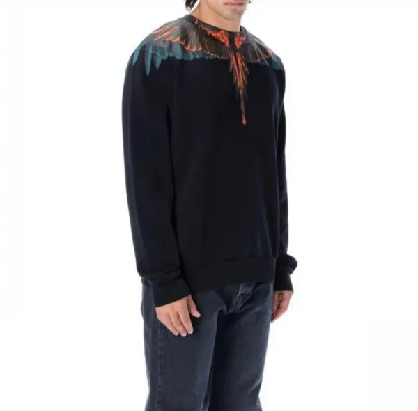 Design Feather Necklace Print Black Hoodie - 13