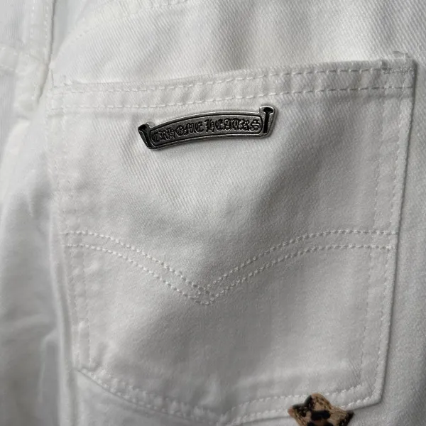 Chrome Hearts Cross-Embroidered White Straight-Leg Jeans - 35