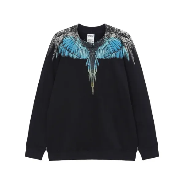 Design Feather Necklace Print Black Hoodie - 52