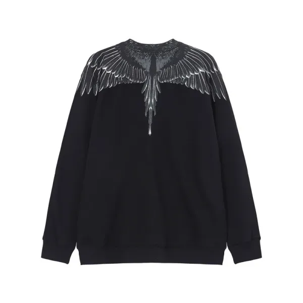 Design Feather Necklace Print Black Hoodie - 59