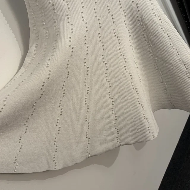 Unbranded Dresses Sleeveless Ribbed Knit Dress with Pearl Embellishments product detail image 7