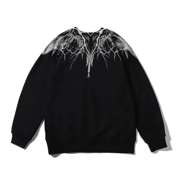 Design Feather Necklace Print Black Hoodie - 71