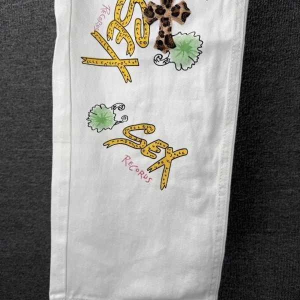 Chrome Hearts Cross-Embroidered White Straight-Leg Jeans - 36