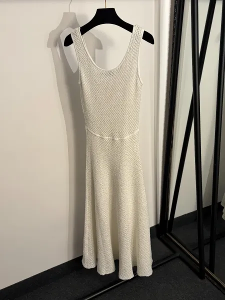 Design Sparkle Mesh Knit Sleeveless Midi Dress Black - 5