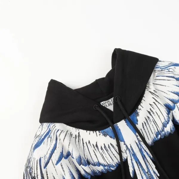 Design Feather Necklace Print Black Hoodie - 89