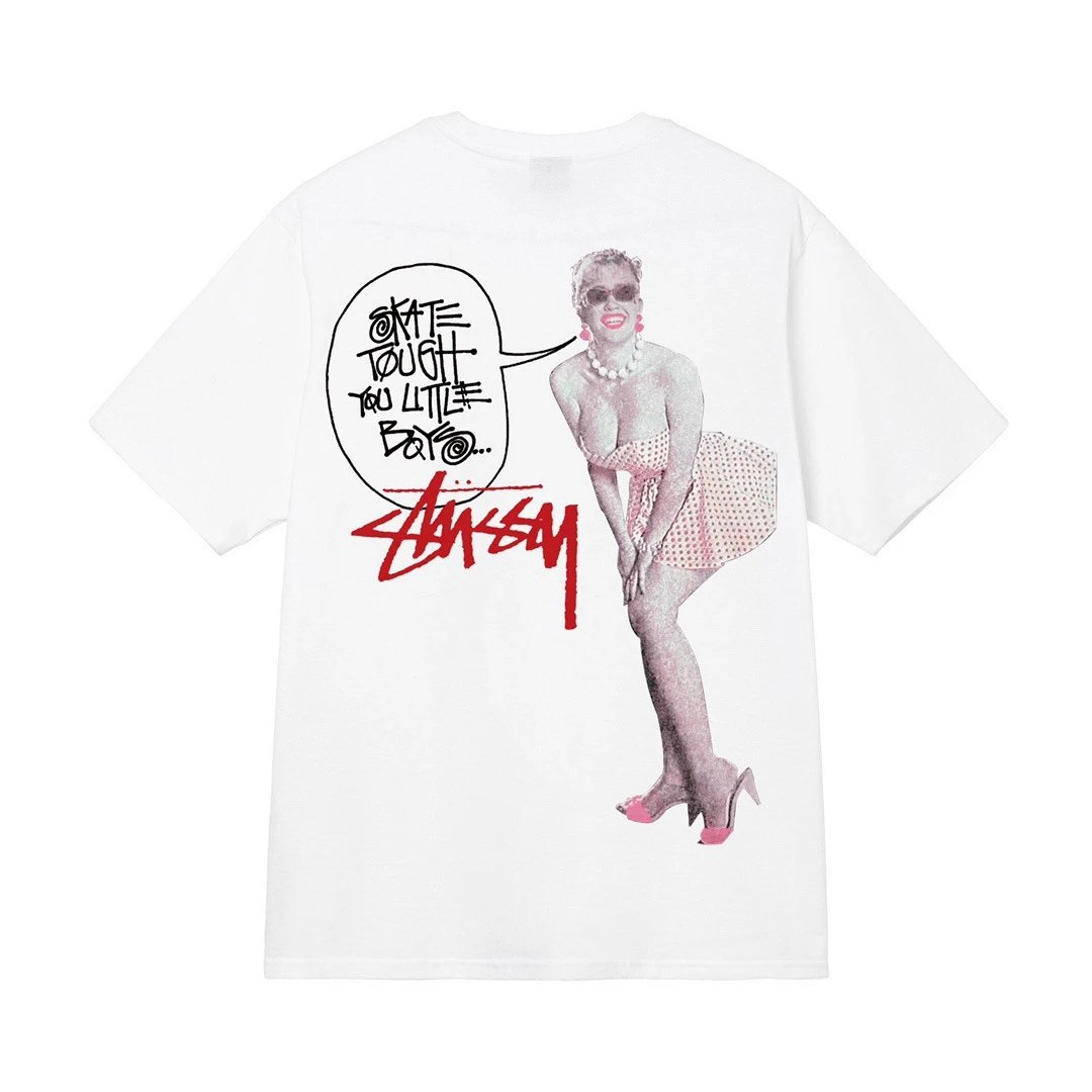 Stüssy T-Shirts Short-Sleeve Graphic Print T-Shirt — White [Marilyn Monroe]