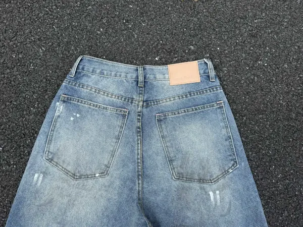 Acne Studios Paint-Splatter Wide-Leg Jeans Light Blue - 13