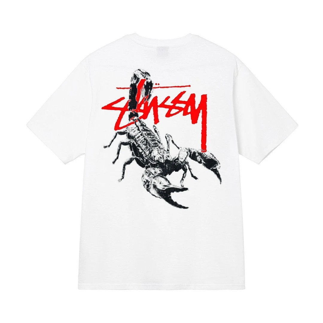 Stüssy T-Shirts Short-Sleeve Graphic Print T-Shirt — White [Scorpion]