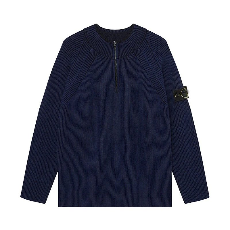 Stone Island Knitwear Ribbed half-zip crewneck sweater with compass sleeve patch image 5