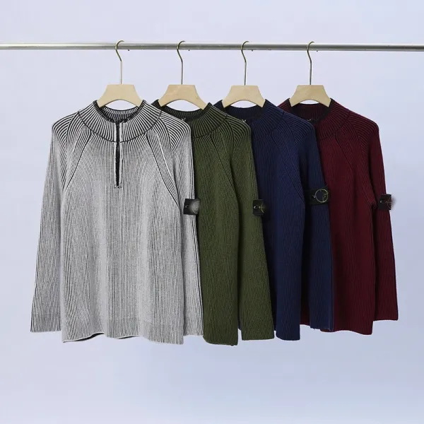Stone Island Ribbed Half-Zip Sweater Burgundy - 3