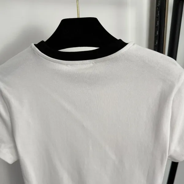 Design Ringer Neck White T-Shirt Tops.t Shirts - 7