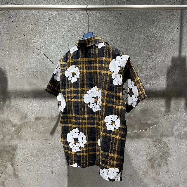 Denim Tears Shirts Plaid floral-print short-sleeve button-up shirt product detail image 14