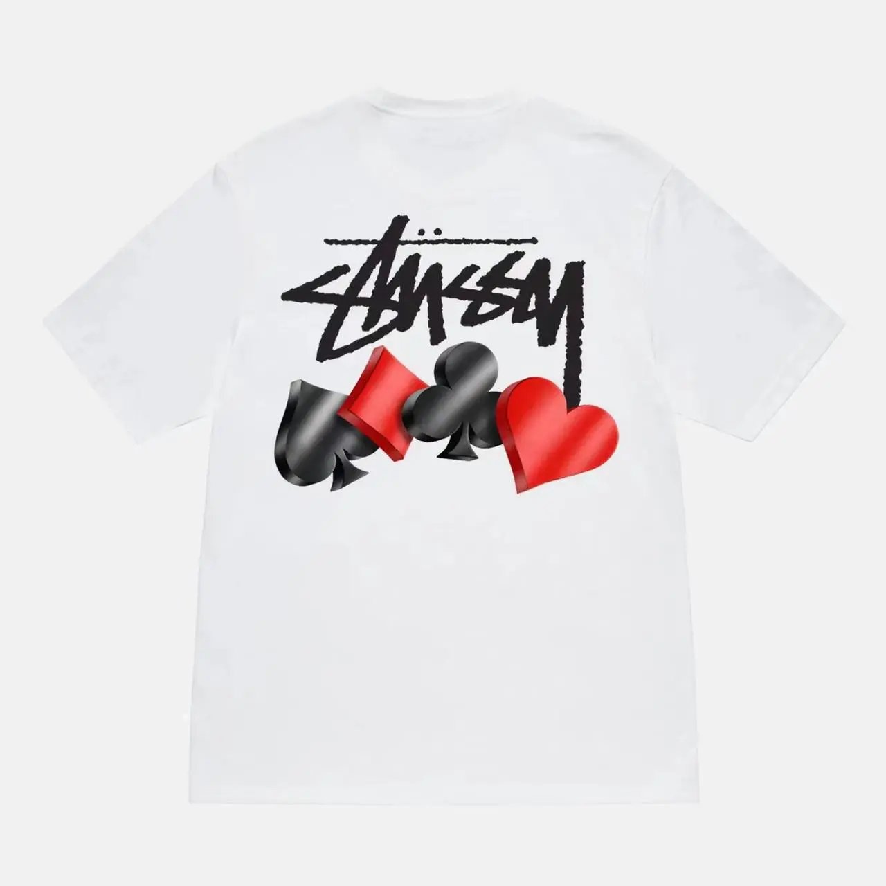 Stüssy T-Shirts Short-Sleeve Graphic Print T-Shirt — White [Four Small Flowers]