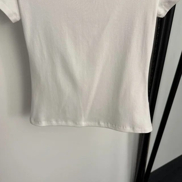 Celine T-Shirts Embroidered Logo Ringer Crew Neck Short-Sleeve T-Shirt product detail image 5