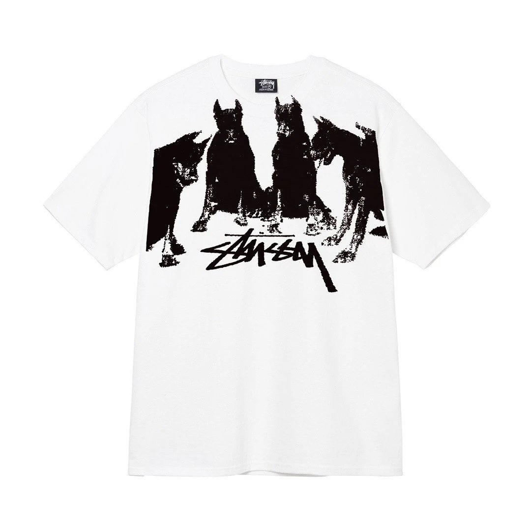Stüssy T-Shirts Short-Sleeve Graphic Print T-Shirt — White [Four Dogs]