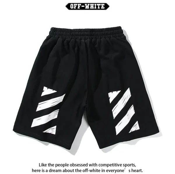Off-White Diagonal Arrow Print Black Shorts - 23