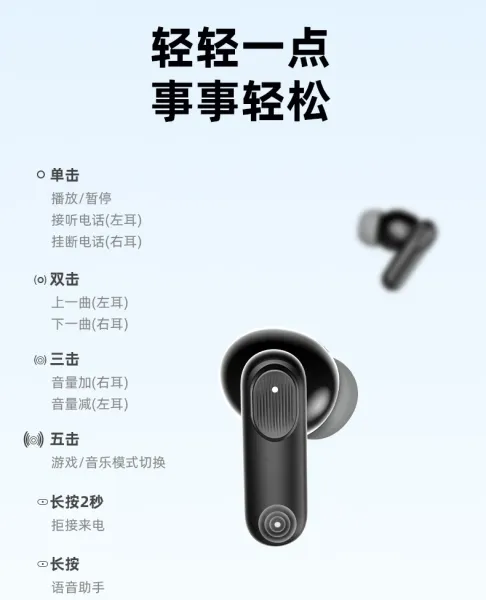Design TWS Earbuds in Matte Gray with Black Accents - 22