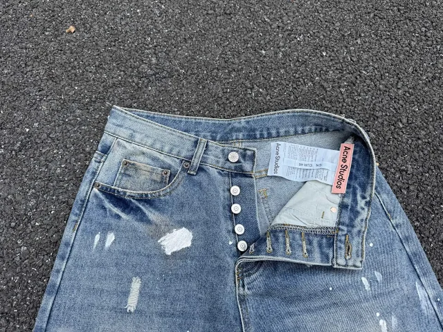 Acne Studios Jeans Distressed paint-splatter wide-leg product detail image 20