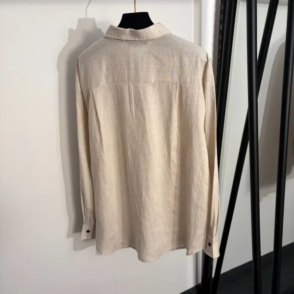 Design Linen Shirt and Wrap Skirt Set Beige - 5