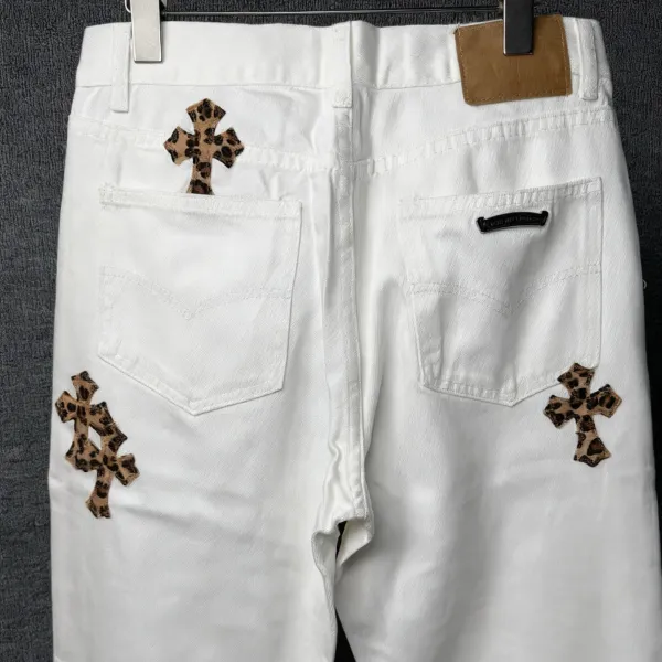 Chrome Hearts Cross-Embroidered White Straight-Leg Jeans - 42