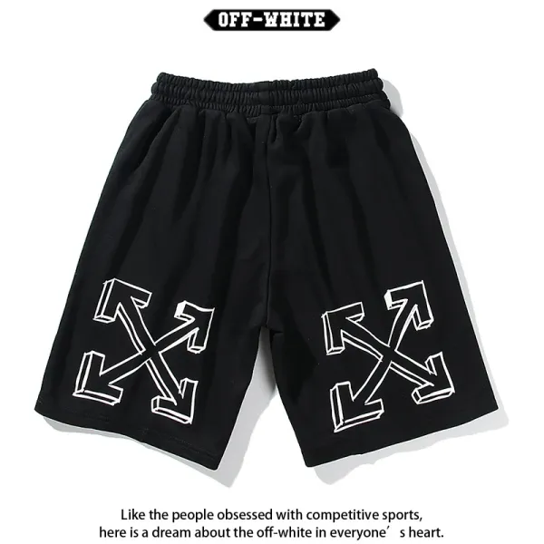 Off-White Diagonal Arrow Print Black Shorts - 17