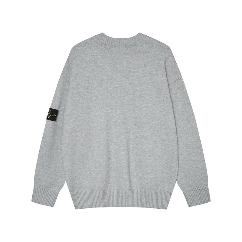 Stone Island Knitwear Button-Front Crewneck Cardigan with Sleeve Compass Badge image 5