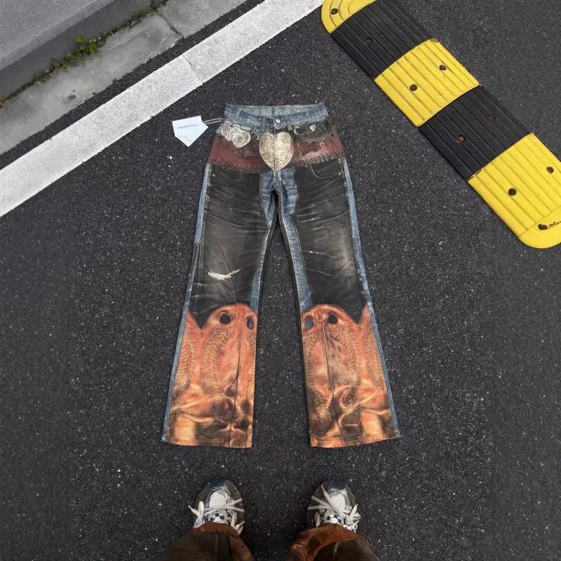 Unbranded Jeans Loose-fit printed with button details image 3