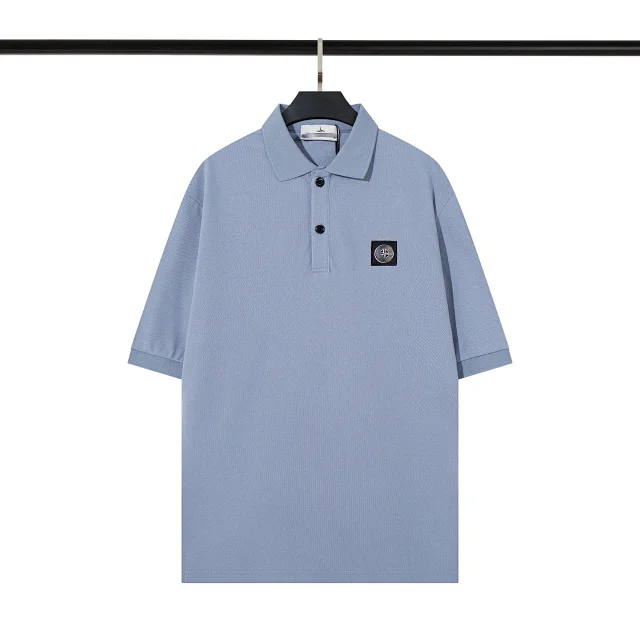 Stone Island T-Shirts Short-Sleeve Polo Shirt with Compass Badge and Striped Trim product detail image 6