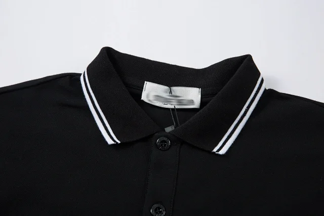 Stone Island T-Shirts Short-Sleeve Polo Shirt with Compass Badge and Striped Trim product detail image 14