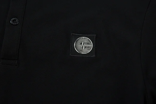 Stone Island T-Shirts Short-Sleeve Polo Shirt with Compass Badge and Striped Trim product detail image 18