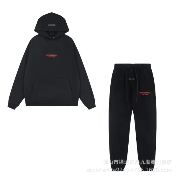 Fear of God Essentials Black Drawstring Waist Sweatpants - 8