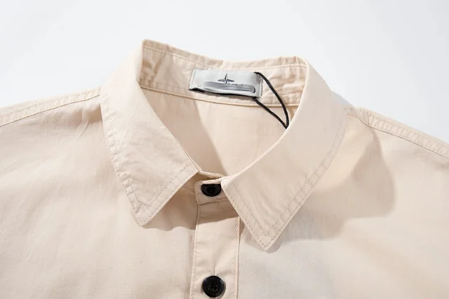 Stone Island Shirts Short-Sleeve Button-Up Overshirt with Compass Arm Patch and Chest Pocket product detail image 8