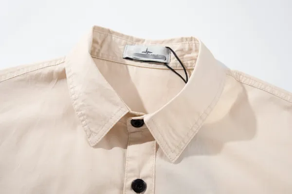 Stone Island Oversized Short-Sleeve Shirt Beige Tops Shirt - 9