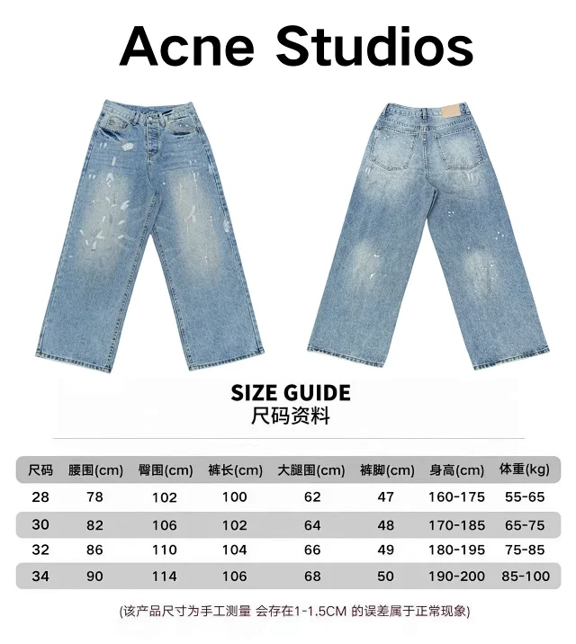 Acne Studios Jeans Distressed paint-splatter wide-leg product detail image 2