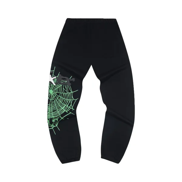 Design Spiderweb Print Black Sweatpants - 3