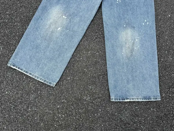 Acne Studios Paint-Splatter Wide-Leg Jeans Light Blue - 18