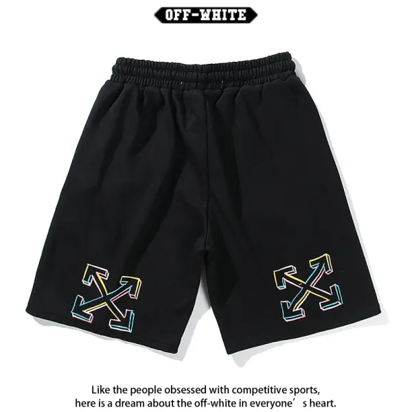 Off-White Diagonal Arrow Print Black Shorts - 27